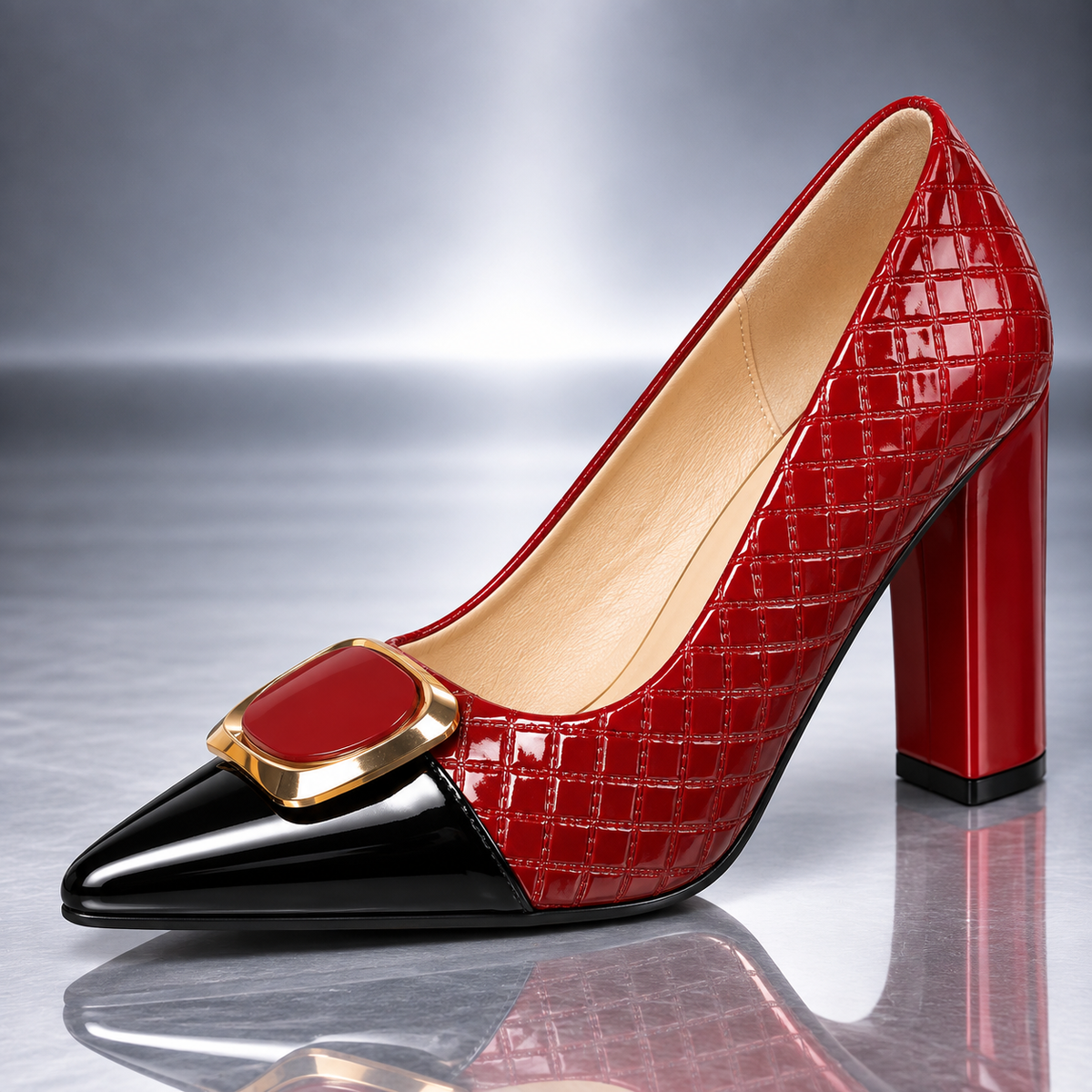 CATERINA QUILTED BLOCK HEEL