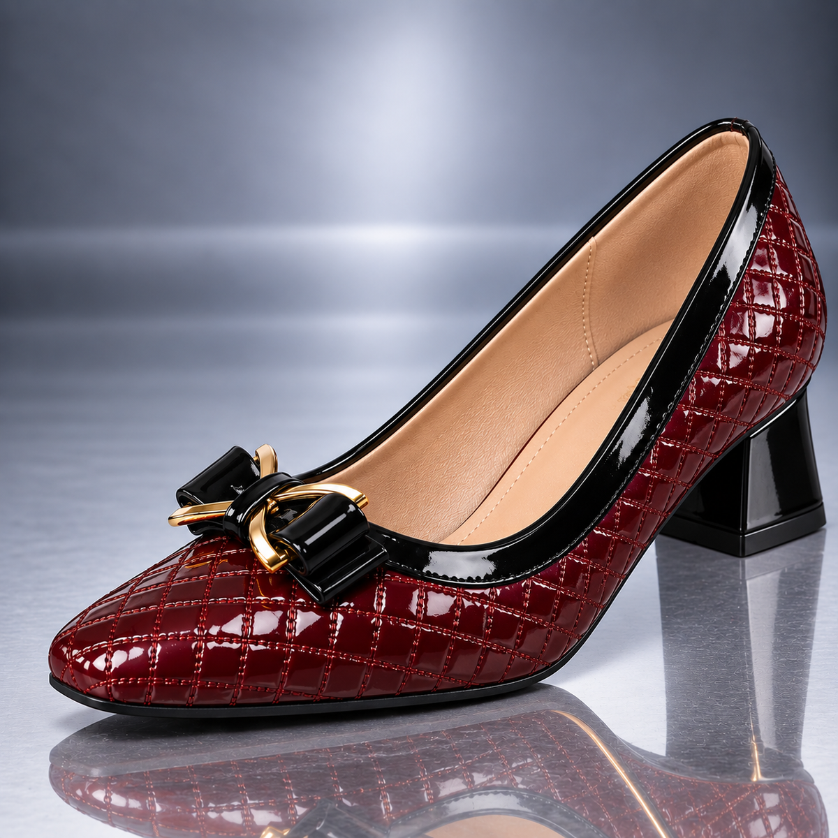 ROSALIE QUILTED BOW HEEL