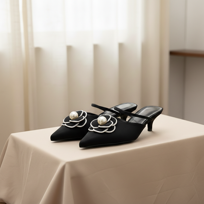AVELINE FLORAL LEATHER HEEL