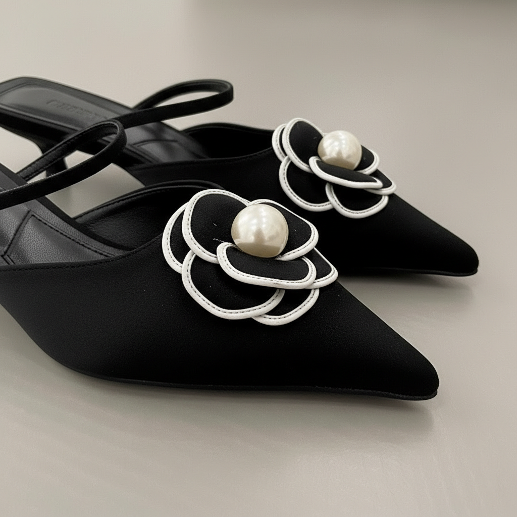 AVELINE FLORAL LEATHER HEEL