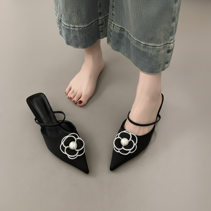 AVELINE FLORAL LEATHER HEEL
