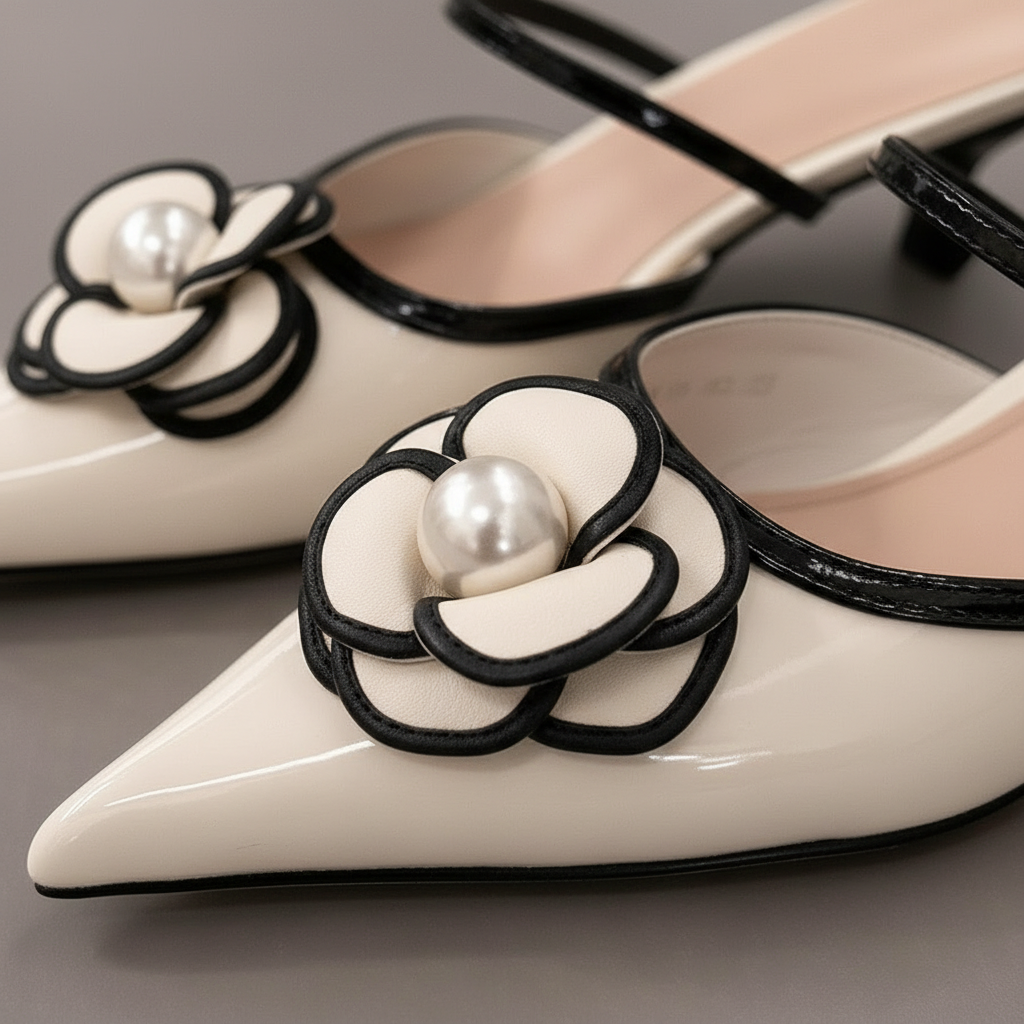 AVELINE FLORAL LEATHER HEEL