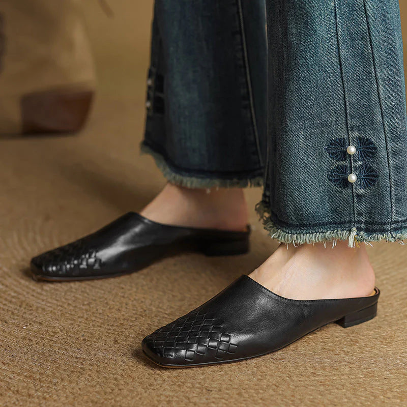 LUCIA WOVEN LEATHER MULE