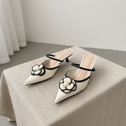 AVELINE FLORAL LEATHER HEEL