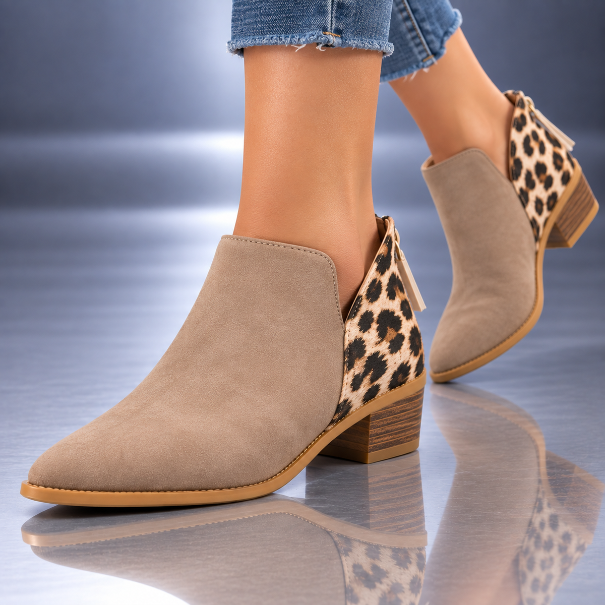 QUINN LEOPARD ANKLE BOOT
