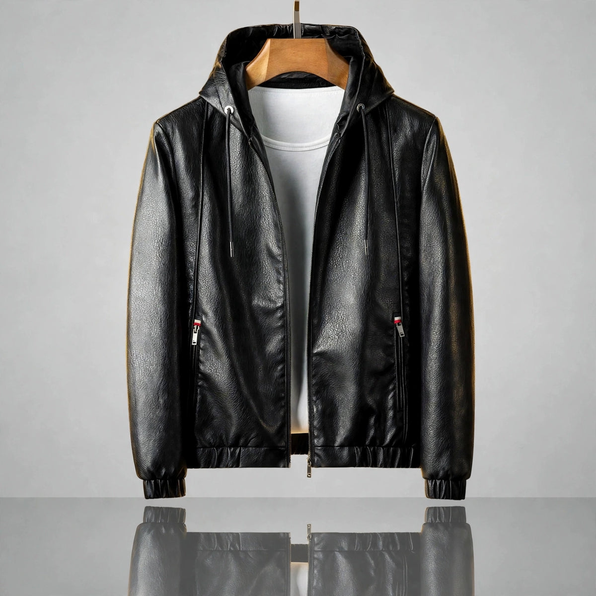 MILES HOODED LEATHER JACKET