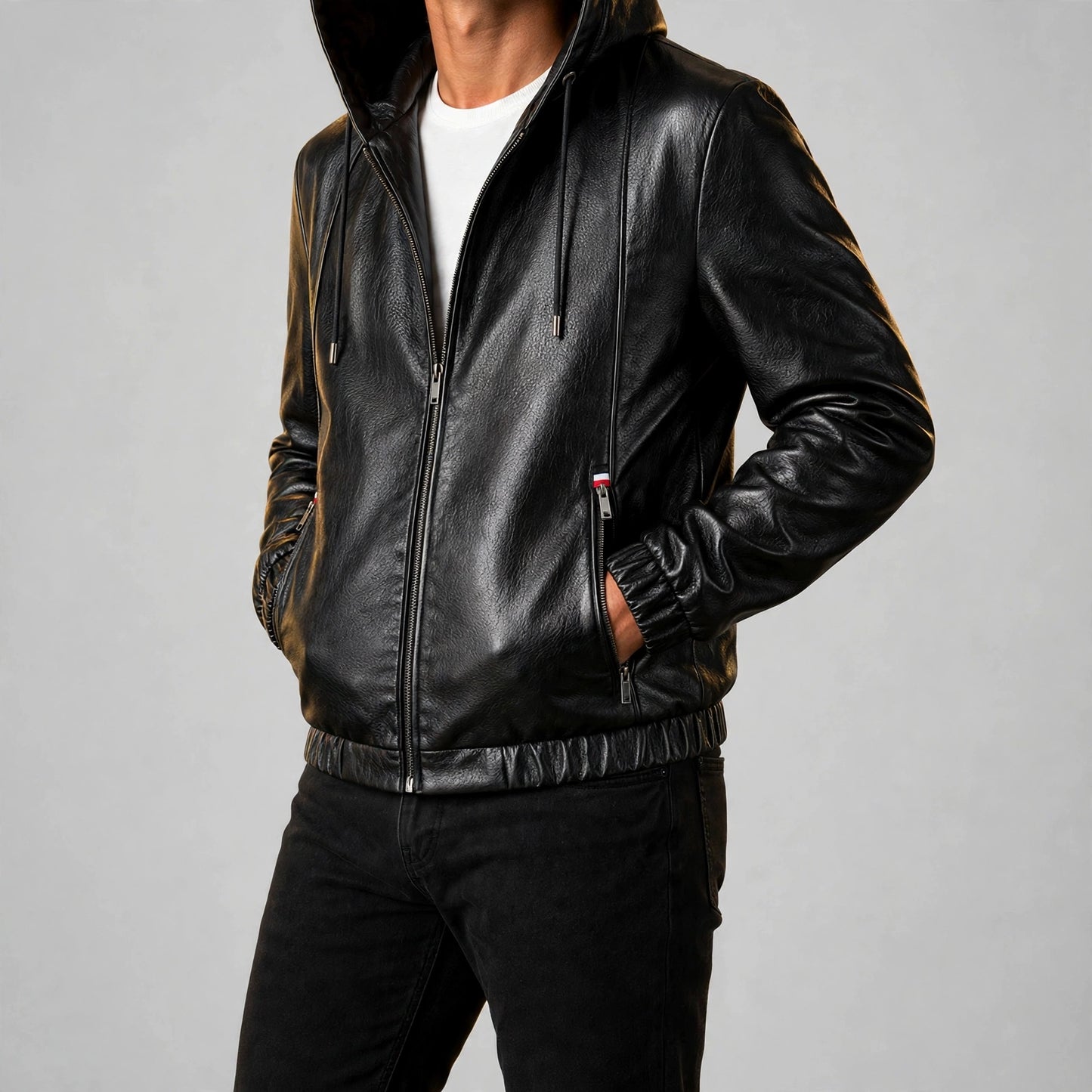 MILES HOODED LEATHER JACKET