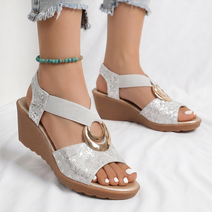 FLEUR EMBROIDERED WEDGE