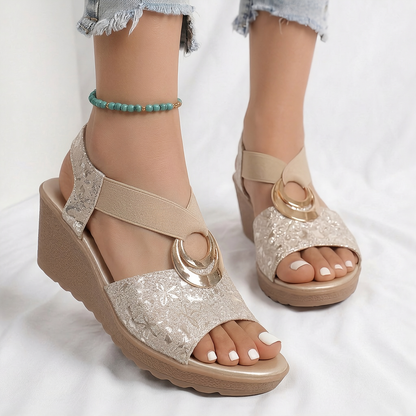 FLEUR EMBROIDERED WEDGE