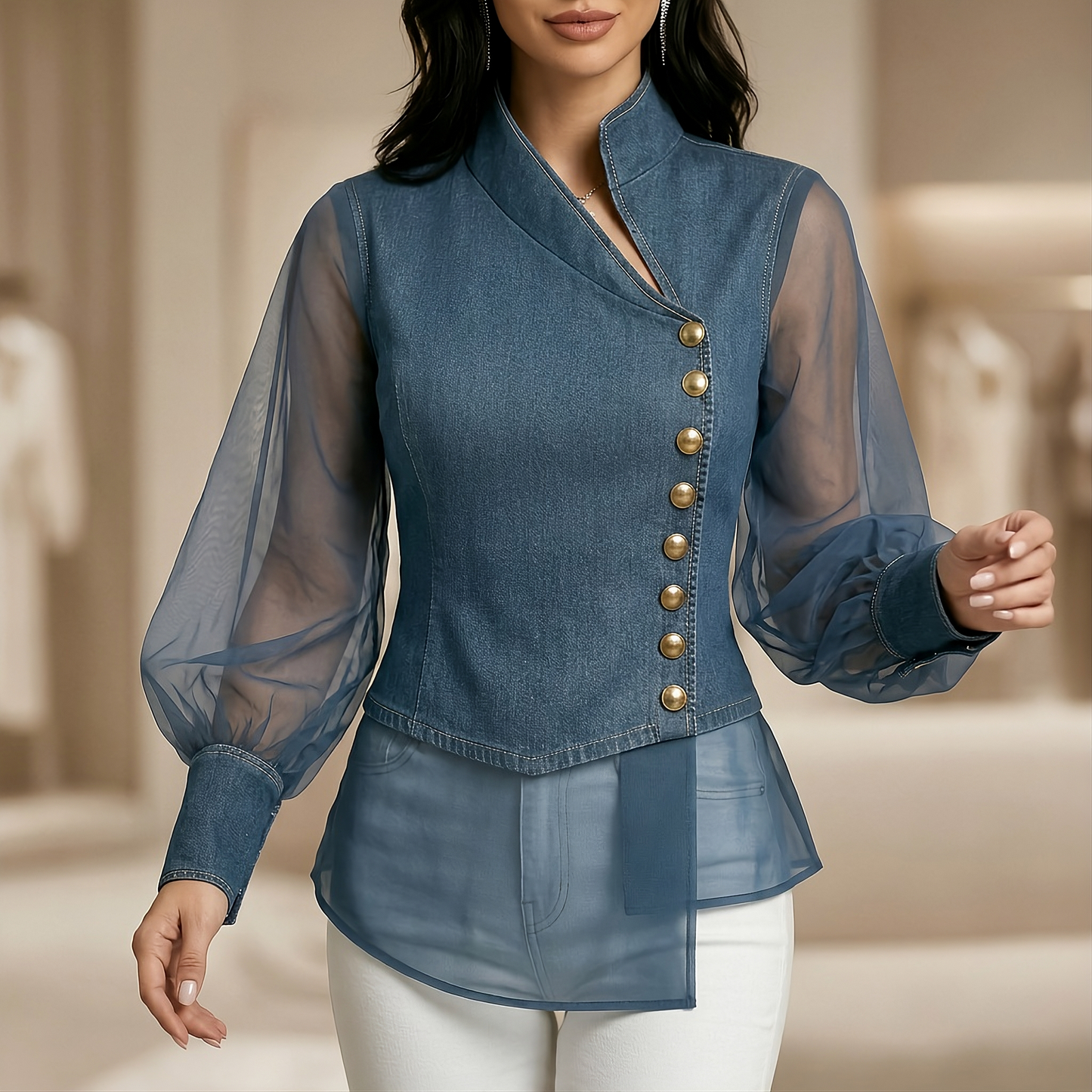 ODETTE DENIM BLOUSE