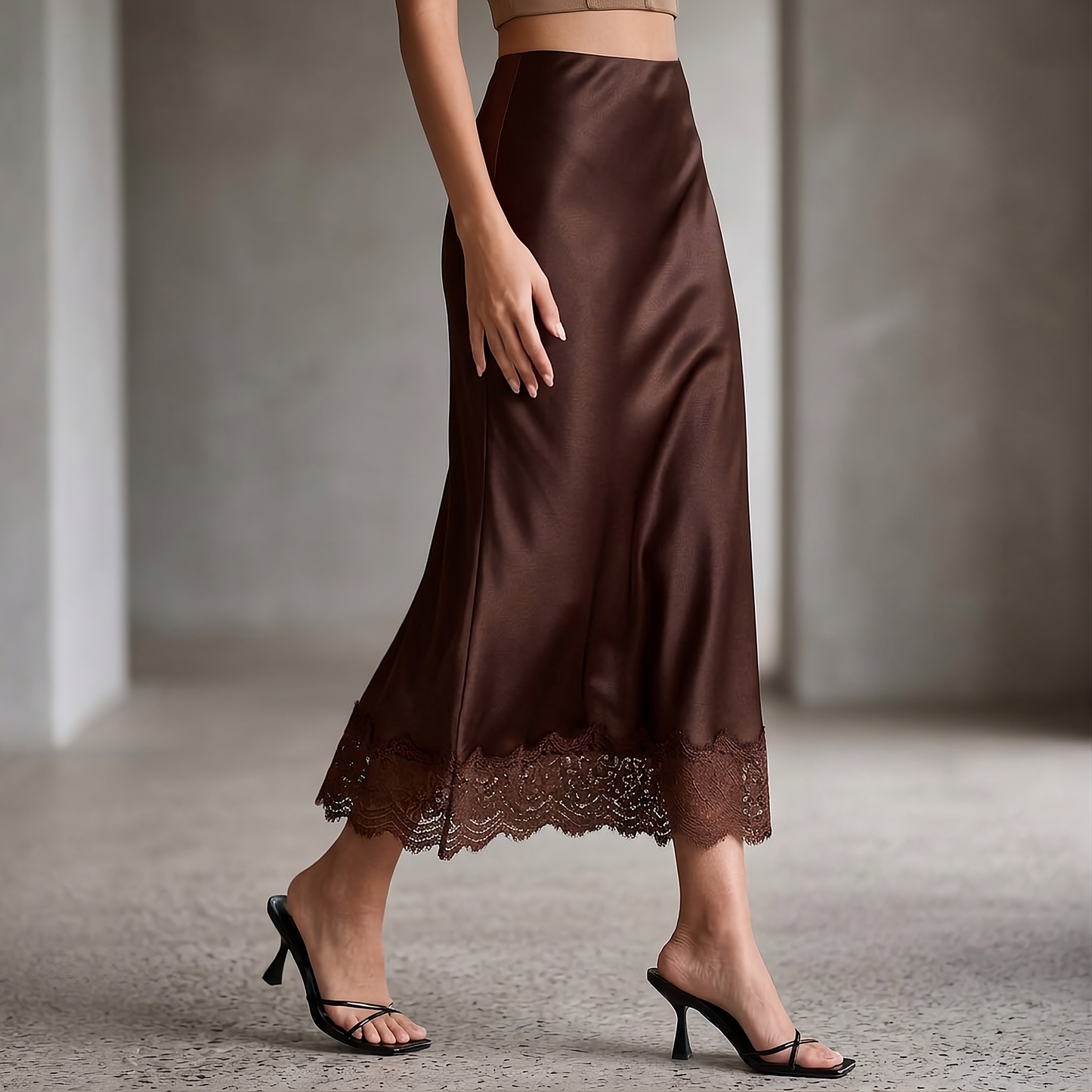 ELOISE SATIN LACE SKIRT
