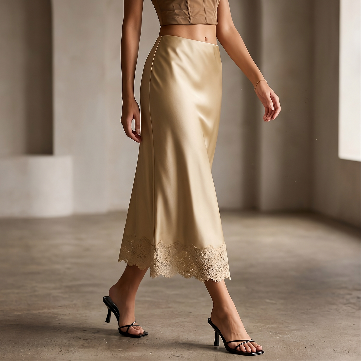 ELOISE SATIN LACE SKIRT