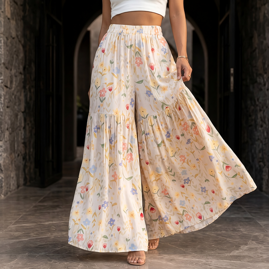 THEA FLORAL WIDE LEG PANT
