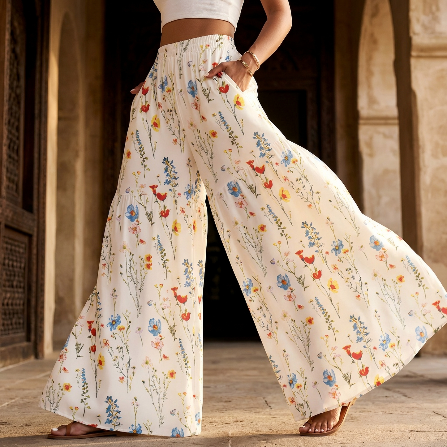 THEA FLORAL WIDE LEG PANT