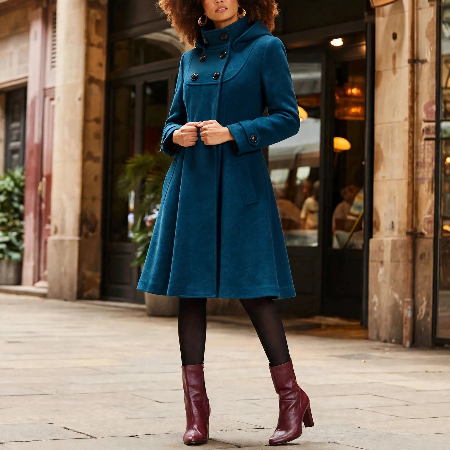 COLETTE HOODED WOOL COAT